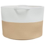 vidaXL Coș de rufe, bej și alb, Ø55x36 cm, bumbac vidaXL Coș de rufe, bej și alb, Ø55x36 cm, bumbac