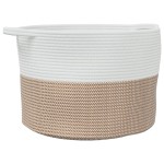 vidaXL Coș de rufe, maro și alb, Ø55x36 cm, bumbac vidaXL Coș de rufe, maro și alb, Ø55x36 cm, bumbac