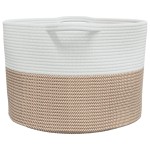 vidaXL Coș de rufe, maro și alb, Ø55x36 cm, bumbac vidaXL Coș de rufe, maro și alb, Ø55x36 cm, bumbac