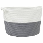 vidaXL Coș de rufe, gri și alb, Ø60x36 cm, bumbac vidaXL Coș de rufe, gri și alb, Ø60x36 cm, bumbac