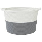 vidaXL Coș de rufe, gri și alb, Ø60x36 cm, bumbac vidaXL Coș de rufe, gri și alb, Ø60x36 cm, bumbac