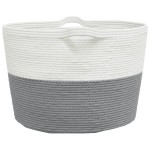 vidaXL Coș de rufe, gri și alb, Ø60x36 cm, bumbac vidaXL Coș de rufe, gri și alb, Ø60x36 cm, bumbac