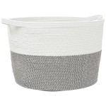 vidaXL Coș de rufe, gri și alb, Ø60x36 cm, bumbac vidaXL Coș de rufe, gri și alb, Ø60x36 cm, bumbac