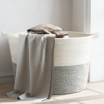 vidaXL Coș de rufe, gri și alb, Ø60x36 cm, bumbac vidaXL Coș de rufe, gri și alb, Ø60x36 cm, bumbac