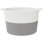 vidaXL Coș de rufe, gri și alb, Ø60x36 cm, bumbac vidaXL Coș de rufe, gri și alb, Ø60x36 cm, bumbac