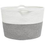 vidaXL Coș de rufe, gri și alb, Ø60x36 cm, bumbac vidaXL Coș de rufe, gri și alb, Ø60x36 cm, bumbac
