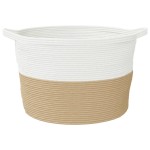 vidaXL Coș de rufe, bej și alb, Ø60x36 cm, bumbac vidaXL Coș de rufe, bej și alb, Ø60x36 cm, bumbac