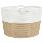 vidaXL Coș de rufe, bej și alb, Ø60x36 cm, bumbac vidaXL Coș de rufe, bej și alb, Ø60x36 cm, bumbac