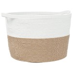 vidaXL Coș de rufe, maro și alb, Ø60x36 cm, bumbac vidaXL Coș de rufe, maro și alb, Ø60x36 cm, bumbac