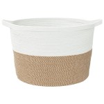 vidaXL Coș de rufe, maro și alb, Ø60x36 cm, bumbac vidaXL Coș de rufe, maro și alb, Ø60x36 cm, bumbac