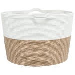 vidaXL Coș de rufe, maro și alb, Ø60x36 cm, bumbac vidaXL Coș de rufe, maro și alb, Ø60x36 cm, bumbac