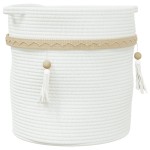 vidaXL Coș de depozitare, alb, Ø38x36 cm, bumbac vidaXL Coș de depozitare, alb, Ø38x36 cm, bumbac