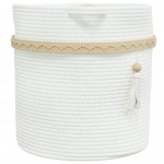 vidaXL Coș de depozitare, alb, Ø38x36 cm, bumbac vidaXL Coș de depozitare, alb, Ø38x36 cm, bumbac