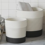 vidaXL Coșuri de depozitare, 2 buc., alb și negru, bumbac vidaXL Coșuri de depozitare, 2 buc., alb și negru, bumbac