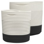 vidaXL Coșuri de depozitare, 2 buc., alb și negru, bumbac vidaXL Coșuri de depozitare, 2 buc., alb și negru, bumbac