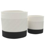 vidaXL Coșuri de depozitare, 2 buc., alb și negru, bumbac vidaXL Coșuri de depozitare, 2 buc., alb și negru, bumbac