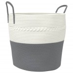 vidaXL Coș de depozitare, gri și alb, Ø43x38 cm, bumbac vidaXL Coș de depozitare, gri și alb, Ø43x38 cm, bumbac