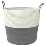 vidaXL Coș de depozitare, gri și alb, Ø43x38 cm, bumbac vidaXL Coș de depozitare, gri și alb, Ø43x38 cm, bumbac