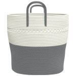 vidaXL Coș de depozitare, gri și alb, Ø43x38 cm, bumbac vidaXL Coș de depozitare, gri și alb, Ø43x38 cm, bumbac