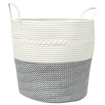 vidaXL Coș de depozitare, gri și alb, Ø43x38 cm, bumbac vidaXL Coș de depozitare, gri și alb, Ø43x38 cm, bumbac