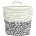 vidaXL Coș de depozitare, gri și alb, Ø43x38 cm, bumbac vidaXL Coș de depozitare, gri și alb, Ø43x38 cm, bumbac