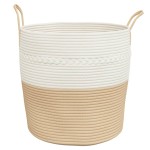 vidaXL Coș de depozitare, bej și alb, Ø43x38 cm, bumbac vidaXL Coș de depozitare, bej și alb, Ø43x38 cm, bumbac