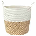 vidaXL Coș de depozitare, maro și alb, Ø43x38 cm, bumbac vidaXL Coș de depozitare, maro și alb, Ø43x38 cm, bumbac