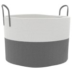 vidaXL Coș de depozitare, gri și alb, Ø51x33 cm, bumbac vidaXL Coș de depozitare, gri și alb, Ø51x33 cm, bumbac