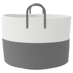 vidaXL Coș de depozitare, gri și alb, Ø51x33 cm, bumbac vidaXL Coș de depozitare, gri și alb, Ø51x33 cm, bumbac