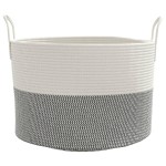 vidaXL Coș de depozitare, gri și alb, Ø51x33 cm, bumbac vidaXL Coș de depozitare, gri și alb, Ø51x33 cm, bumbac