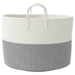 vidaXL Coș de depozitare, gri și alb, Ø51x33 cm, bumbac vidaXL Coș de depozitare, gri și alb, Ø51x33 cm, bumbac