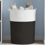 vidaXL Coș de depozitare, negru și alb, Ø49x65 cm, bumbac vidaXL Coș de depozitare, negru și alb, Ø49x65 cm, bumbac