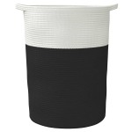 vidaXL Coș de depozitare, negru și alb, Ø49x65 cm, bumbac vidaXL Coș de depozitare, negru și alb, Ø49x65 cm, bumbac