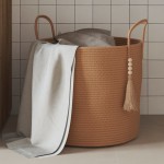 vidaXL Coș de depozitare, maro, Ø40x35 cm, bumbac vidaXL Coș de depozitare, maro, Ø40x35 cm, bumbac