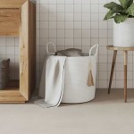 vidaXL Coș de depozitare, alb, Ø40x35 cm, bumbac