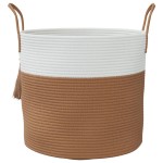 vidaXL Coș de depozitare, maro și alb, Ø40x35 cm, bumbac vidaXL Coș de depozitare, maro și alb, Ø40x35 cm, bumbac