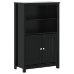 vidaXL Dulap de baie BERG, negru, 69,5x34x110 cm, lemn masiv de pin vidaXL Dulap de baie BERG, negru, 69,5x34x110 cm, lemn masiv de pin
