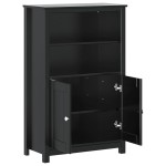 vidaXL Dulap de baie BERG, negru, 69,5x34x110 cm, lemn masiv de pin vidaXL Dulap de baie BERG, negru, 69,5x34x110 cm, lemn masiv de pin