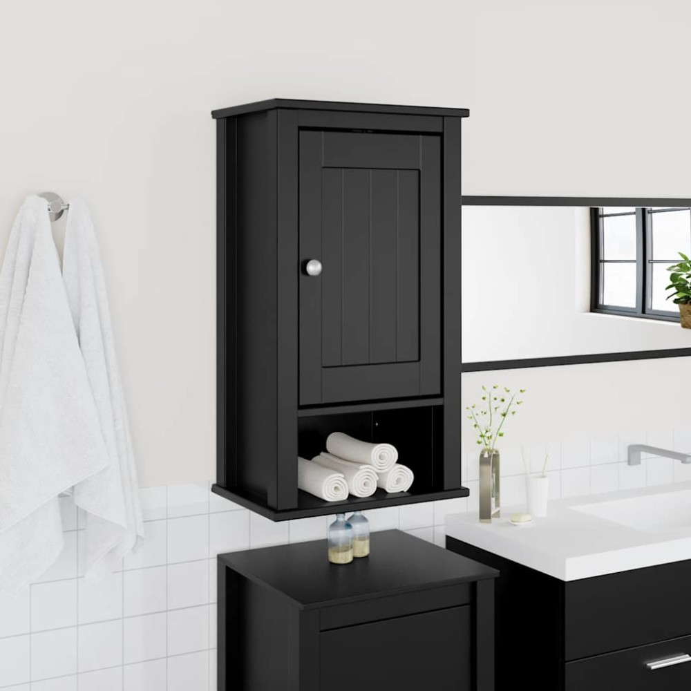 vidaXL Dulap de baie de perete "BERG" negru, 40x27x71,5 cm, lemn pin