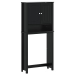 vidaXL Dulap mașină de spălat „BERG” negru 76x27x164,5 cm lemn masiv vidaXL Dulap mașină de spălat „BERG” negru 76x27x164,5 cm lemn masiv