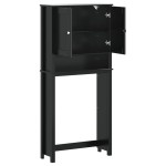 vidaXL Dulap mașină de spălat „BERG” negru 76x27x164,5 cm lemn masiv vidaXL Dulap mașină de spălat „BERG” negru 76x27x164,5 cm lemn masiv