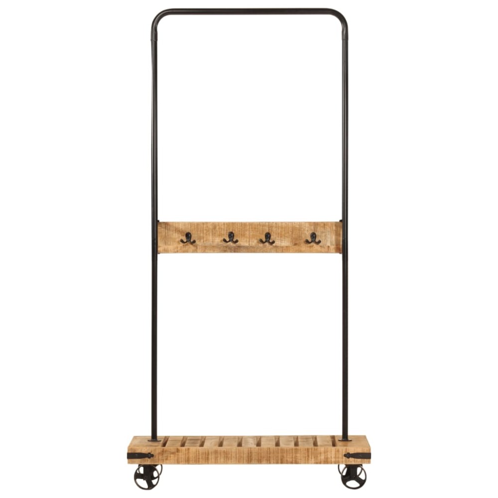 vidaXL Suport pentru haine cu roți 90x35x190cm lemn masiv mango & fier