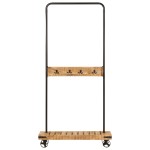 vidaXL Suport pentru haine cu roți 90x35x190cm lemn masiv mango & fier vidaXL Suport pentru haine cu roți 90x35x190cm lemn masiv mango & fier