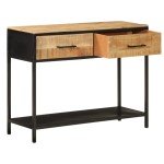 vidaXL Masă consolă, 100x35x76 cm, lemn masiv de mango și fier