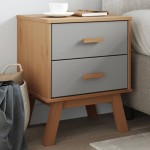 vidaXL Noptieră „OLDEN”, gri și maro, lemn masiv de pin vidaXL Noptieră „OLDEN”, gri și maro, lemn masiv de pin