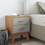 vidaXL Noptieră „OLDEN”, gri și maro, lemn masiv de pin vidaXL Noptieră „OLDEN”, gri și maro, lemn masiv de pin