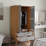 vidaXL Șifonier "OLDEN", gri/maro, 76,5x53x172 cm, lemn masiv pin