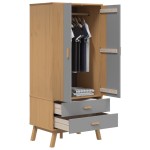 vidaXL Șifonier "OLDEN", gri/maro, 76,5x53x172 cm, lemn masiv pin