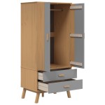 vidaXL Șifonier "OLDEN", gri/maro, 76,5x53x172 cm, lemn masiv pin