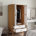 vidaXL Șifonier "OLDEN", alb/maro, 76,5x53x172 cm, lemn masiv pin vidaXL Șifonier "OLDEN", alb/maro, 76,5x53x172 cm, lemn masiv pin